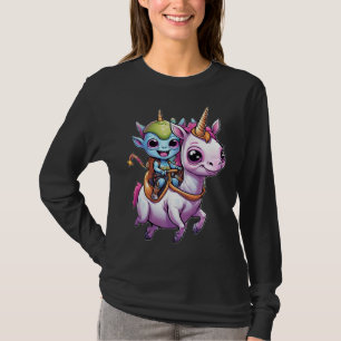 Schattigee Ruimte Alien rijden eenhoorn grappig UF T-shirt
