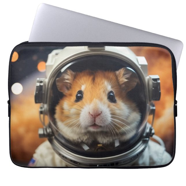 Schattigee ruimte astronaut hamster laptop sleeve (Voorkant)