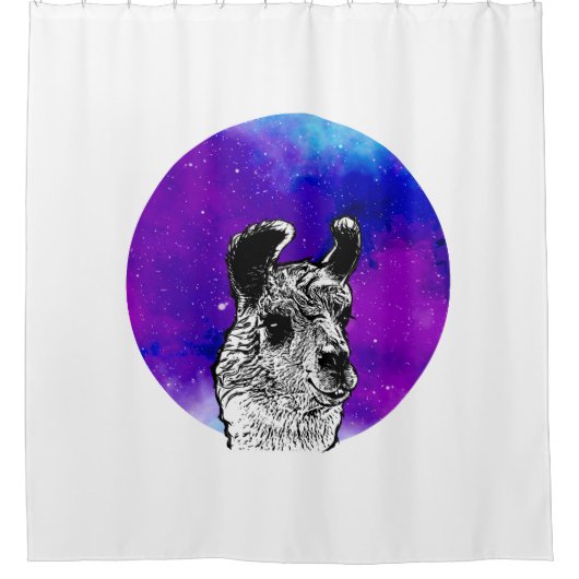 Schattigee ruimte Llama Douchegordijn (Voorkant)
