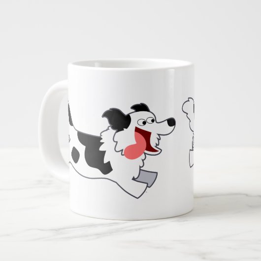 Schattigee Running Cartoon Border Collie Jumbo Mok (Voorkant links)
