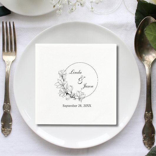 Schattigee rustieke bloemenkrans gepersonaliseerde servet