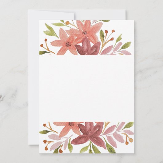 Schattigee rustieke bloementerracotta blush kaart (Achterkant)