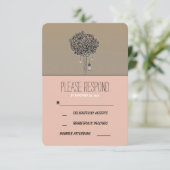 Schattigee rustieke boom en metselaar potten bruil RSVP kaartje (Staand voorkant)