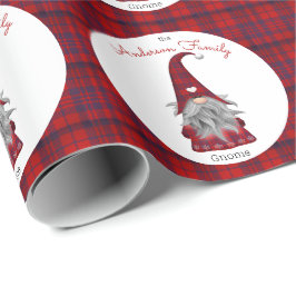 Schattigee rustieke familienaam Christmas Gnome Cadeaupapier