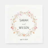 Schattigee rustieke gele weide bloemenkrans bruilo servet (Voorkant)