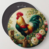 Schattigee rustieke/ haan ronde button 6,0 cm (Voorkant /achterkant)