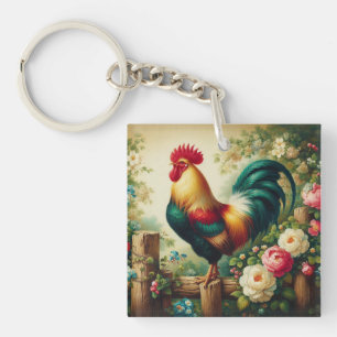 Schattigee rustieke/ haan sleutelhanger