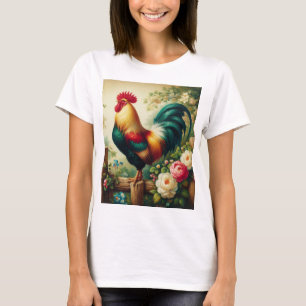 Schattigee rustieke/ haan t-shirt