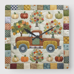 Schattigee rustieke Herfst pick-up truck wandklok Vierkante Klok