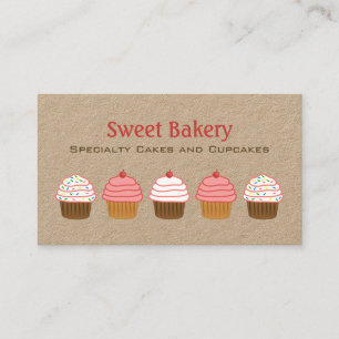 Schattigee Rustieke Roze en Witte Cupcake Bakery K Visitekaartje
