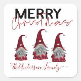 Schattigee rustieke vrolijke kerst familienaam kab vierkante sticker