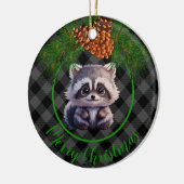 Schattigee Rustieke wasbeer zwart geruite geruite  Keramisch Ornament (Links)