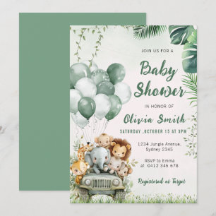 Schattigee Safari Animals Oerwoud Baby shower Kaart