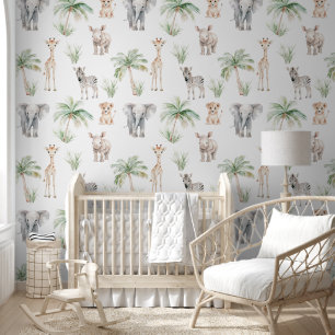 Schattigee Safari Baby Animal Oerwoud Nursery Behang