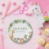 Schattigee Safari Dier 1e Verjaardag Papier Borden Papieren Bordje (Feest)