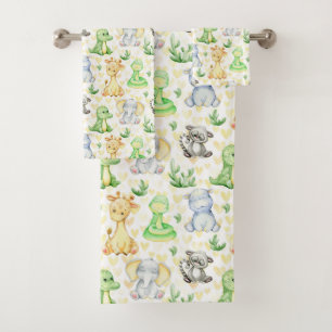 Schattigee Safari Dieren Badhanddoek Set Bad Handdoek