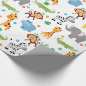 Schattigee Safari Dieren Kwekerij Patroon Cadeaupapier (Hoek)