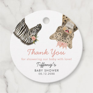 Schattigee Safari Dieren Meisje Baby shower Favor Bedankjes Labels