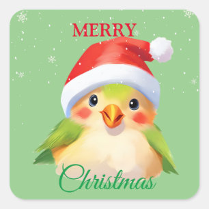 Schattigee Safari dierenvogel Santa Kerstkostuum Vierkante Sticker