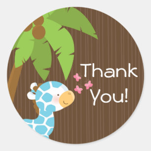 Schattigee Safari Giraffe Boy Baby shower Stickers