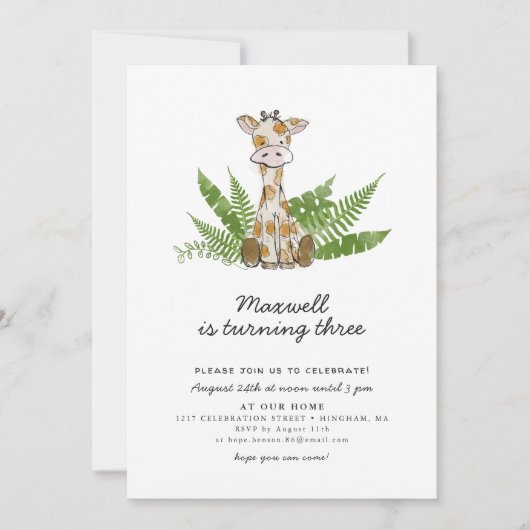 Schattigee Safari Giraffe met Oerwoud bladeren Ver Kaart (Voorkant)