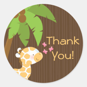 Schattigee Safari Giraffe Neutral Baby shower Stic Ronde Sticker