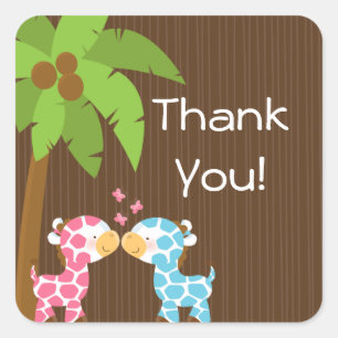 Schattigee Safari Giraffes Meerdere Baby shower St Vierkante Sticker