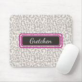 Schattigee Safari Leopard Print Grijs en Wit Mouse Muismat (Met muis)