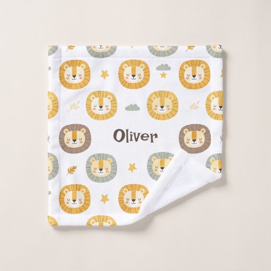Schattigee Safari Lion Gezichtspatroon Gepersonali Washandje (Wasdoekje)