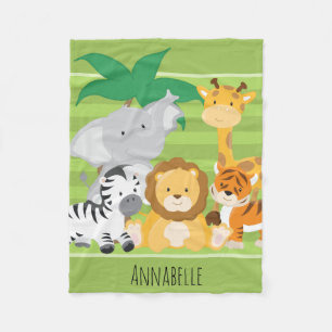 Schattigee Safari Oerwoud Lion Zebra Tiger Giraffe Fleece Deken