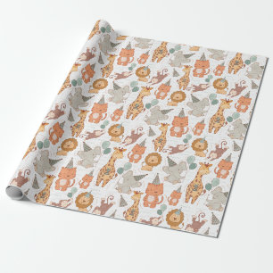 Schattigee Safari Party Dieren Cadeaupapier