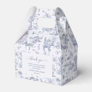 Schattigee Safari Toile de Jouy   Blauw Baby showe Bedankdoosjes