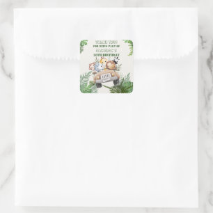 Schattigee Safari Wild Oerwoud Dier Party Favor Vierkante Sticker