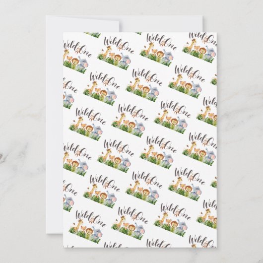 Schattigee Safari Wild One Green Verjaardag Kaart (Achterkant)