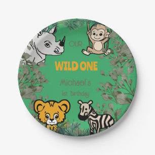 Schattigee Safari Wild One Groen Papieren Bordje