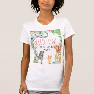 Schattigee Safari Wild One On The Way Baby shower T-shirt