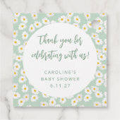 Schattigee Sage Daisies Floral Custom Baby shower  Bedankjes Labels (Achterkant)