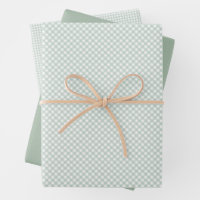 Schattigee Sage Green Gingham en stippen Simple Cl