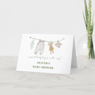 Schattigee Sage Groene Boho Jongenskleding Baby sh Bedankkaart
