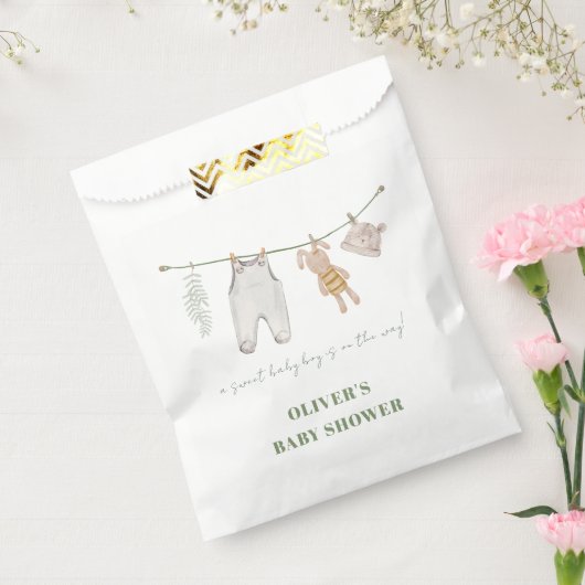 Schattigee Sage Groene Boho Jongenskleding Baby sh Bedankzakje (Gezegeld)