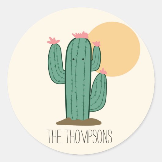 Schattigee Saguaro Cactus Envelope Seals Stickers (Voorkant)