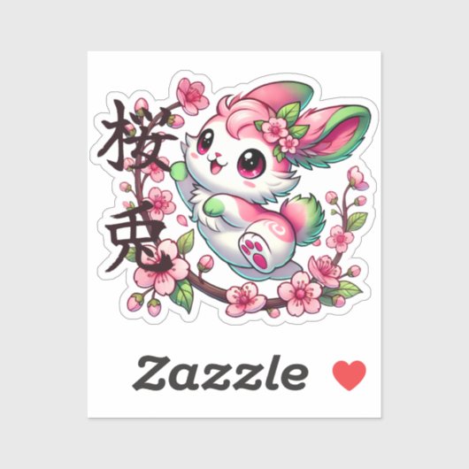 Schattigee Sakura Bunny Custom-Cut Vinyl Sticker (Vel)