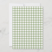 Schattigee salie groen Bow Gingham Baby shower Kaart (Achterkant)