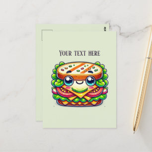 Schattigee sandwichliefhebbers voegen tekst toe briefkaart