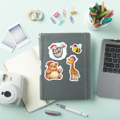 Schattigee Santa Animals Custom-Cut Vinyl Stickers (iPad Cover)