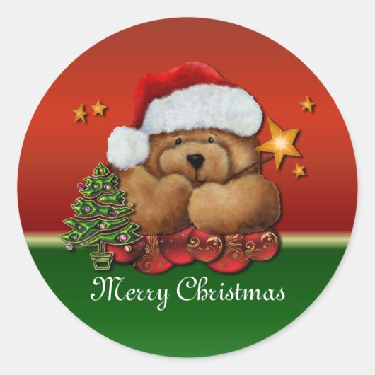 Schattigee Santa Beer Kerst stickers (Voorkant)