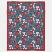 Schattigee Santa Boots Balls Red Holly Berries Ker Fleece Deken (Voorkant)