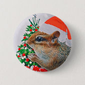 Schattigee Santa Chipmunk Kerst Ronde Button 5,7 Cm (Voorkant)