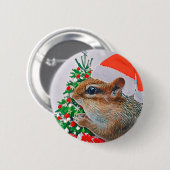 Schattigee Santa Chipmunk Kerst Ronde Button 5,7 Cm (Voorkant /achterkant)