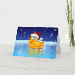 Schattigee Santa Claus Rubber Duck Kerst Feestdagen Kaart